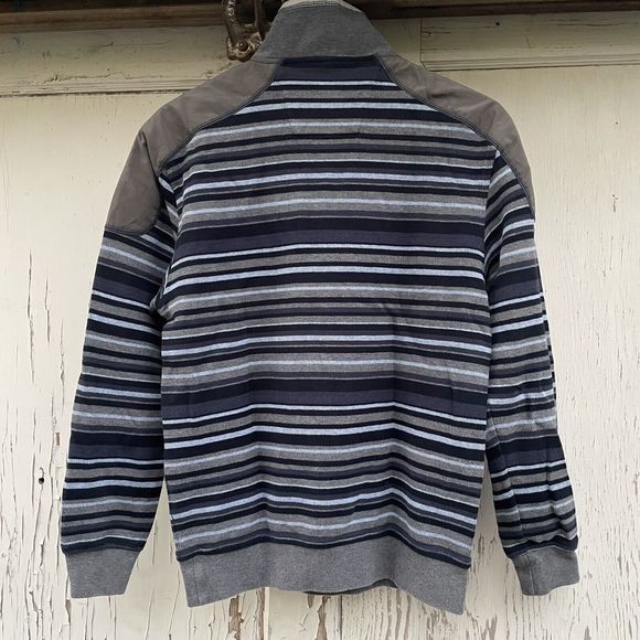 Douglas Defining Casual 1/2 Zip Sweater Mens M Blue/Grey Stripes Cotton Corduroy - Picture 2 of 12